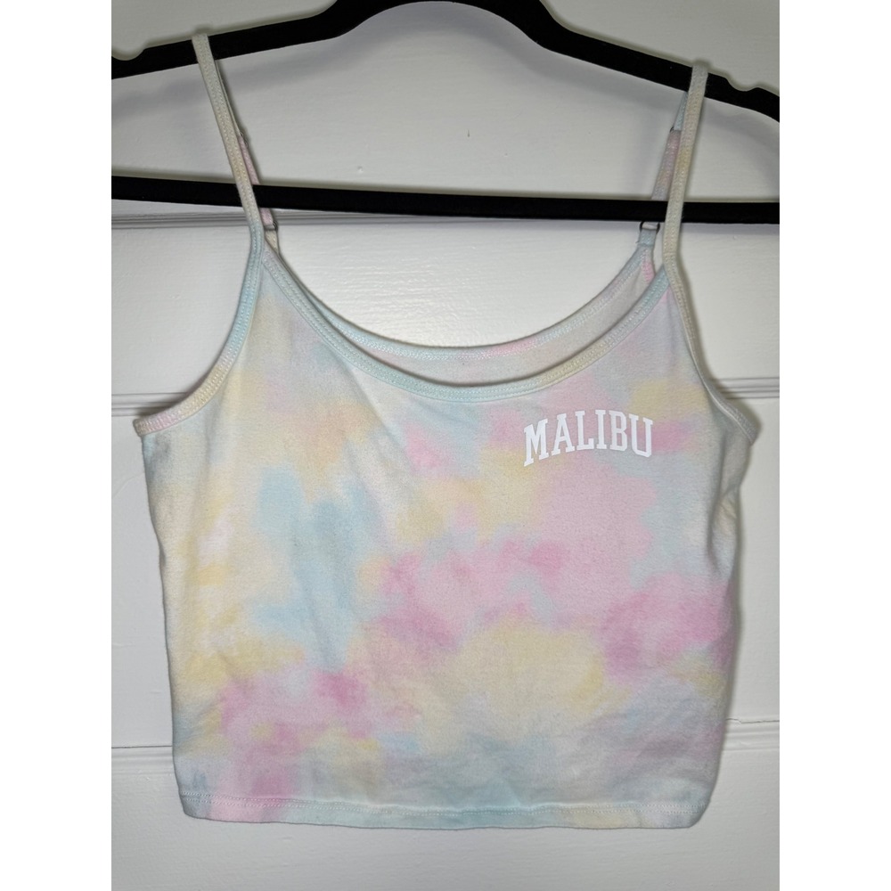Hollister California Malibu Tie Dye Cami Crop Top Pastel Pink Blue Yellow Med